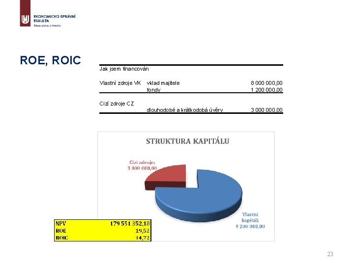 ROE, ROIC Jak jsem financován Vlastní zdroje VK vklad majitele fondy 8 000, 00
