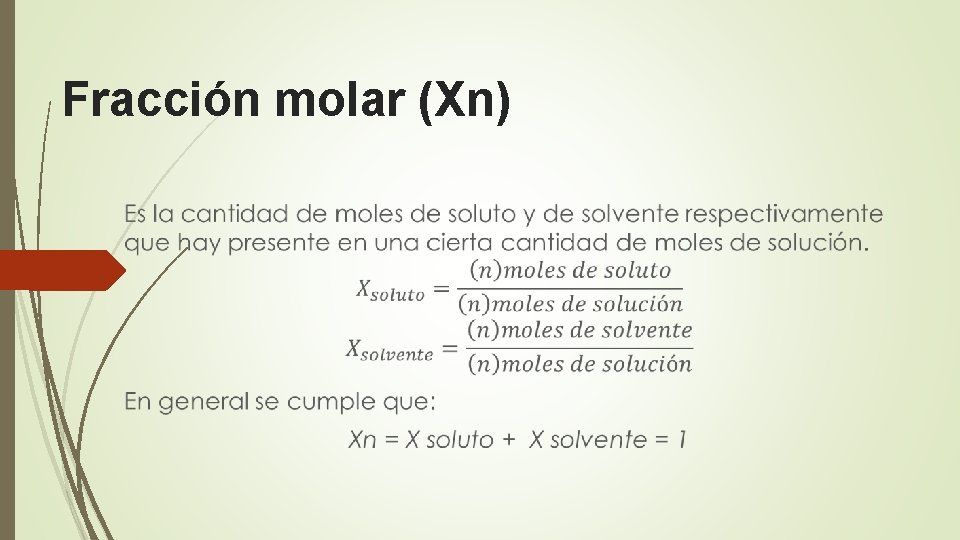 Fracción molar (Xn) 