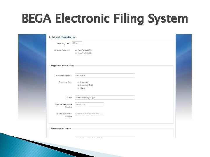 BEGA Electronic Filing System 