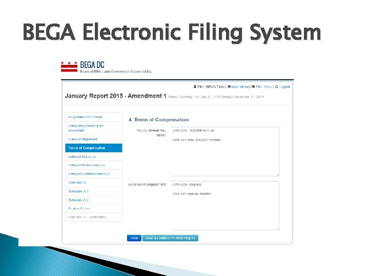 BEGA Electronic Filing System 