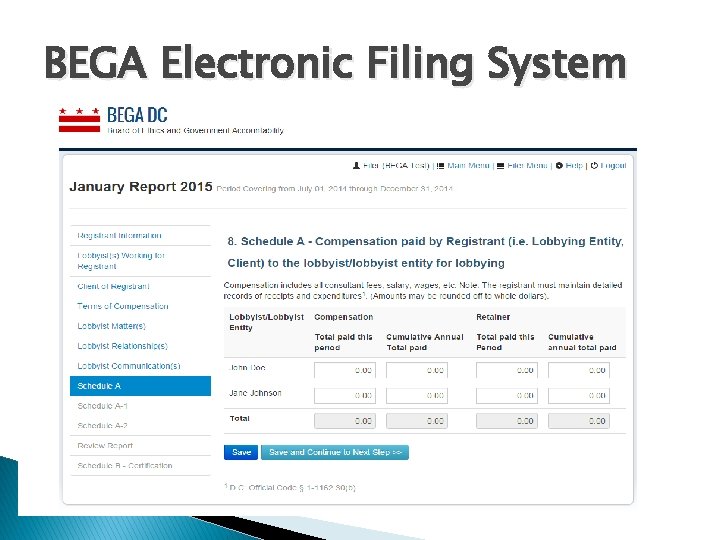 BEGA Electronic Filing System 