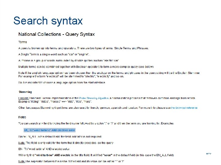 Search syntax 