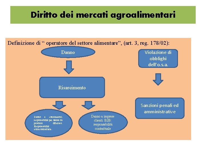 Diritto dei mercati agroalimentari Definizione di “ operatore del settore alimentare”, (art. 3, reg.