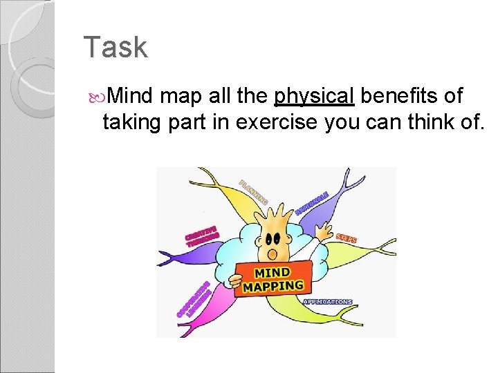 Task Mind map all the physical benefits of taking part in exercise you can