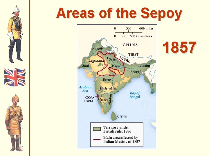 Areas of the Sepoy Mutiny, 1857 