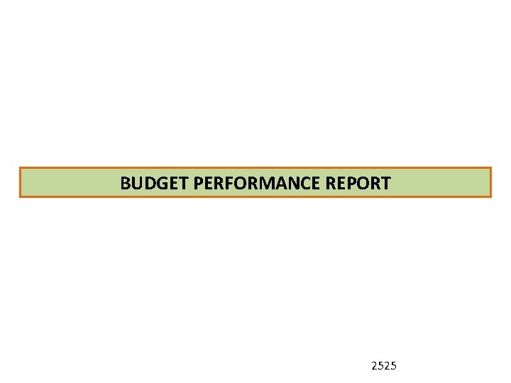 BUDGET PERFORMANCE REPORT 2525 