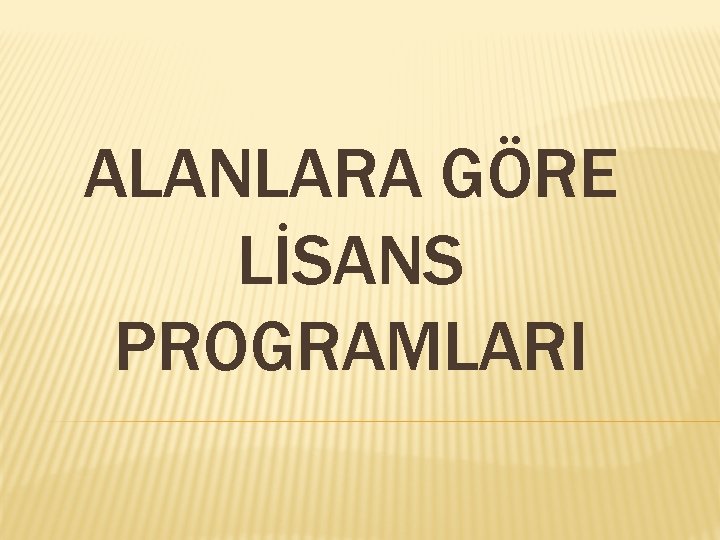 ALANLARA GÖRE LİSANS PROGRAMLARI 