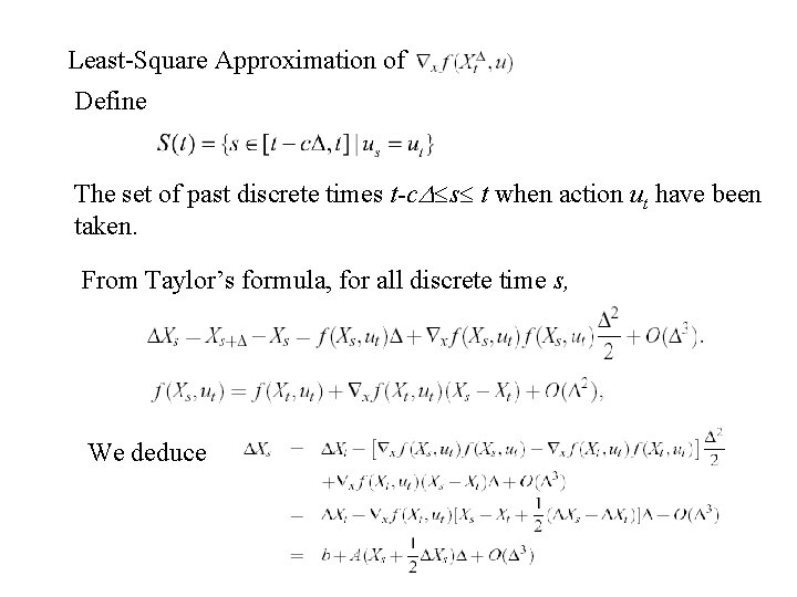 Least-Square Approximation of Define The set of past discrete times t-c s t when