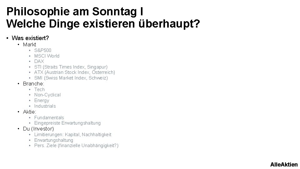 Philosophie am Sonntag I Welche Dinge existieren überhaupt? • Was existiert? • Markt •