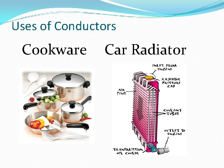 Uses of Conductors Cookware Car Radiator 