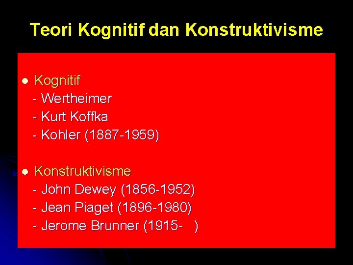 Teori Kognitif dan Konstruktivisme l Kognitif - Wertheimer - Kurt Koffka - Kohler (1887