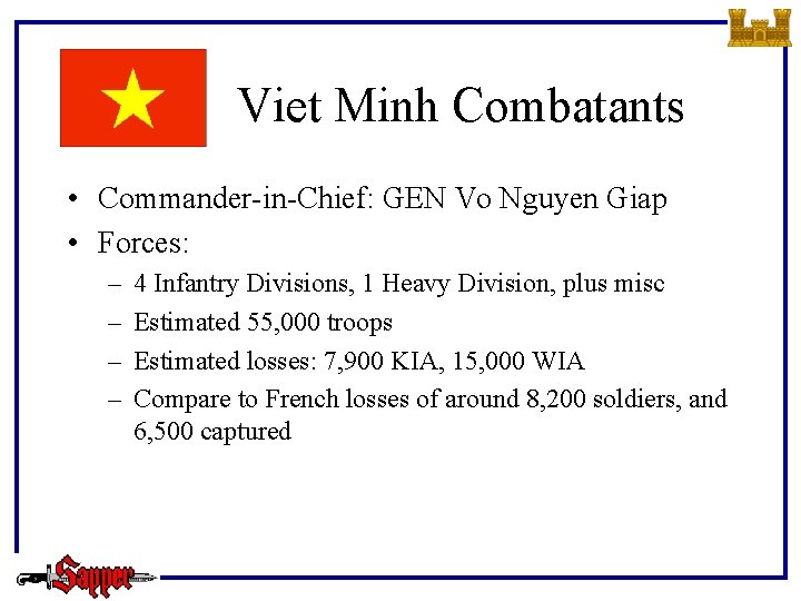 Viet Minh Combatants • Commander-in-Chief: GEN Vo Nguyen Giap • Forces: – – 9/15/2021