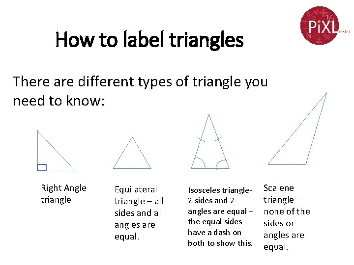 Grade FG Labelling Triangles Know angle types label