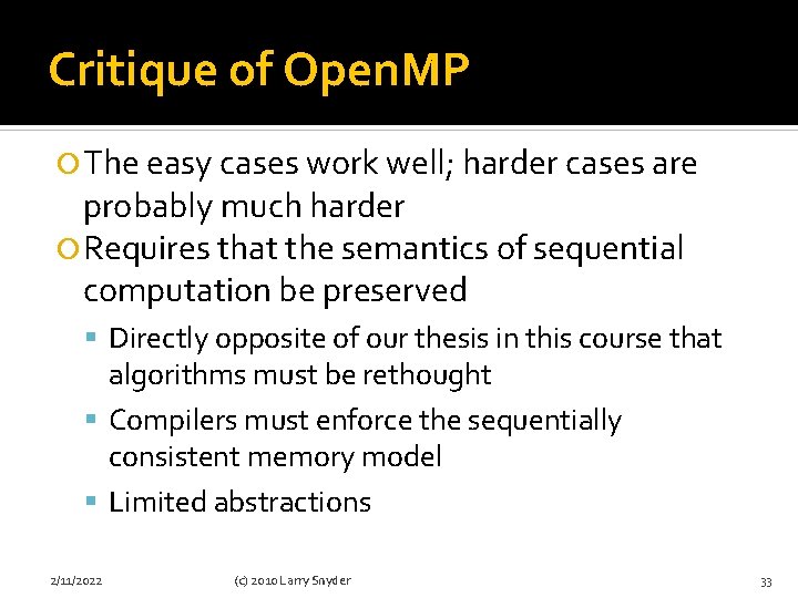Critique of Open. MP The easy cases work well; harder cases are probably much