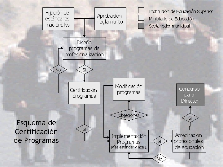 Fijación de estándares nacionales Aprobación reglamento Institución de Educación Superior Ministerio de Educación Sostenedor