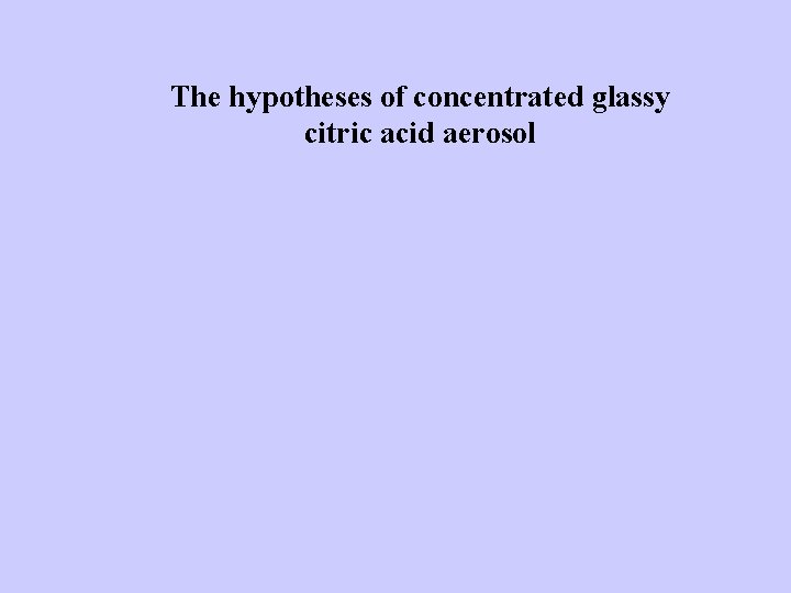 The hypotheses of concentrated glassy citric acid aerosol The hypotheses of concentrated glassy citric acid aerosol