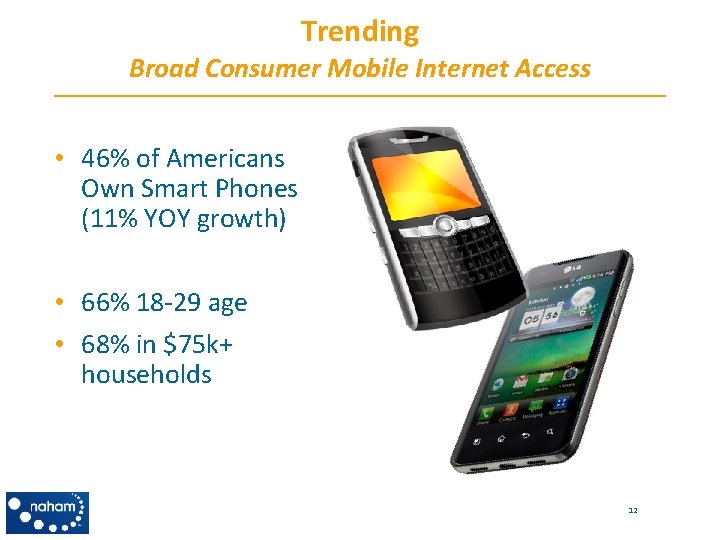 Trending Broad Consumer Mobile Internet Access • 46% of Americans Own Smart Phones (11%