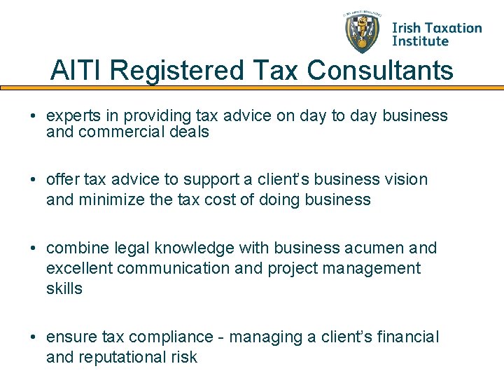 AITI Registered Tax Consultants • experts in providing tax advice on day to day