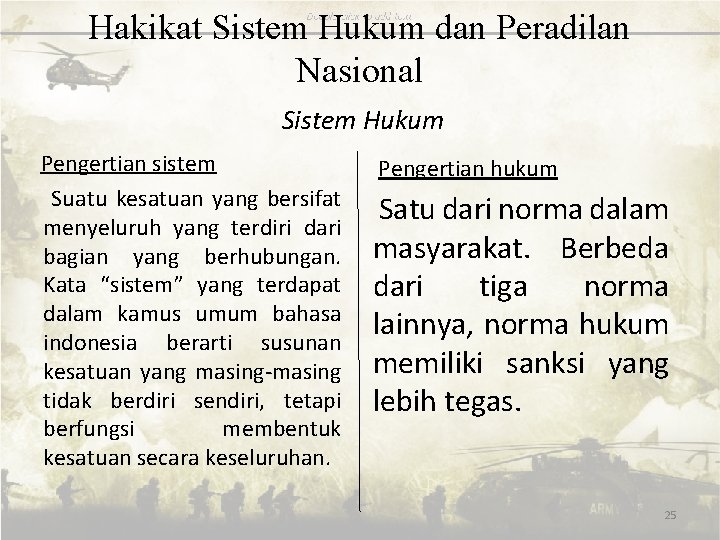 Hakikat Sistem Hukum dan Peradilan Nasional Sistem Hukum Pengertian sistem Suatu kesatuan yang bersifat