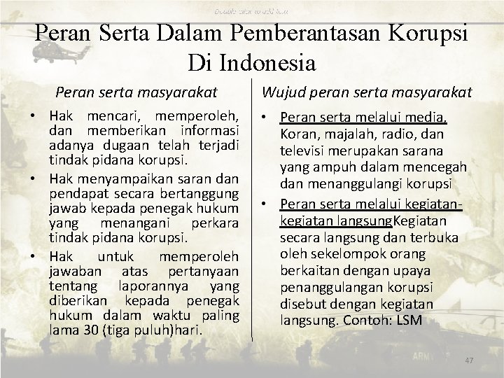 Peran Serta Dalam Pemberantasan Korupsi Di Indonesia Peran serta masyarakat Wujud peran serta masyarakat
