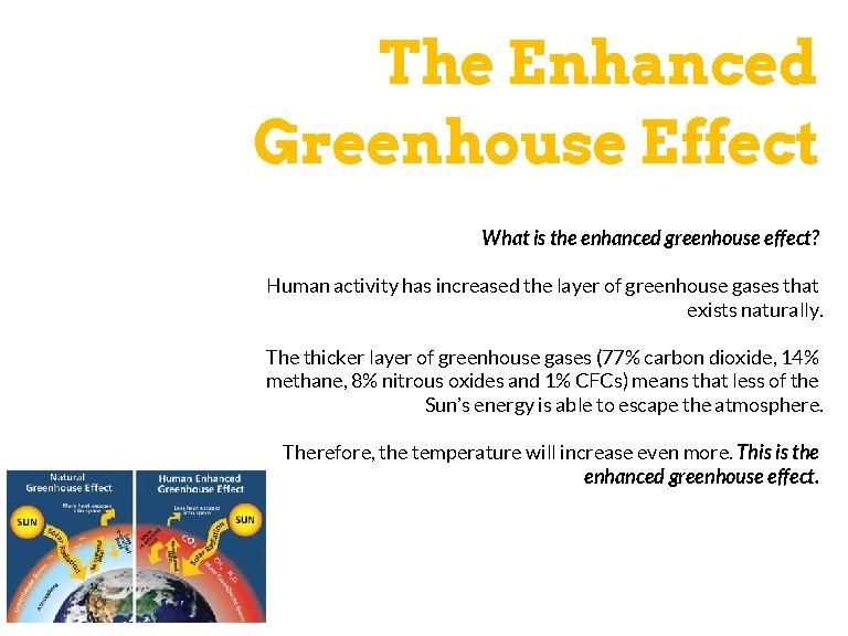 The Enhanced Greenhouse Effect What is the enhanced greenhouse effect? Human activity has increased