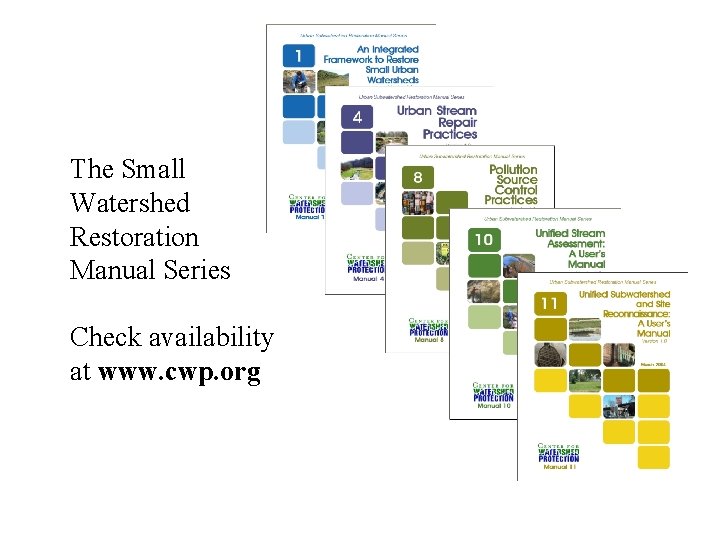 The Small Watershed Restoration Manual Series Check availability at www. cwp. org 