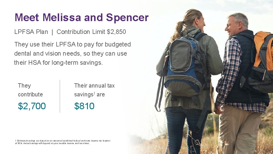 Meet Melissa and Spencer LPFSA Plan || Contribution. Limit$2, 750 $2, 850 They use