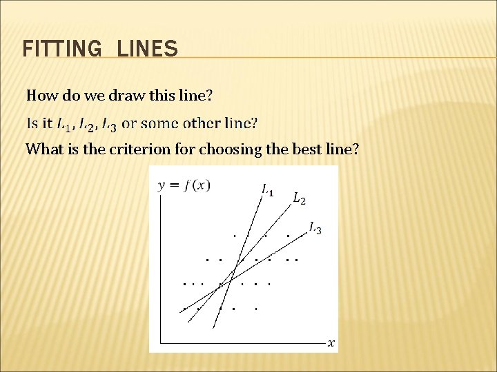 FITTING LINES How do we draw this line? What is the criterion for choosing