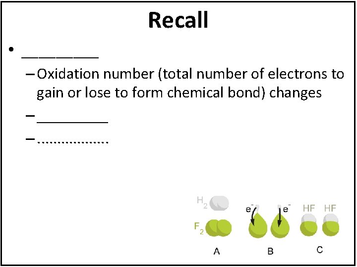 Recall • _____ – Oxidation number (total number of electrons to gain or lose