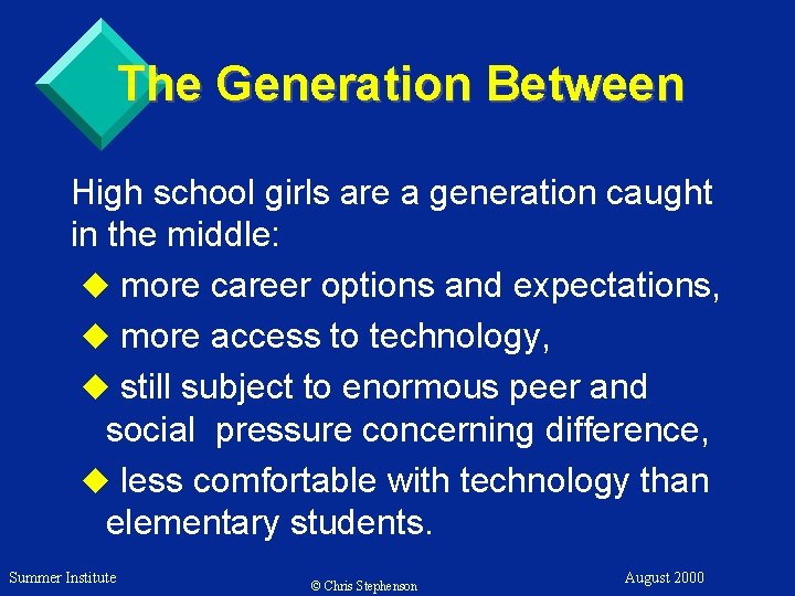 The Generation Between High school girls are a generation caught in the middle: u