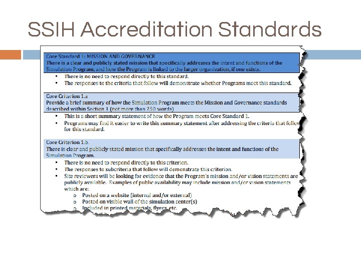 SSIH Accreditation Standards 