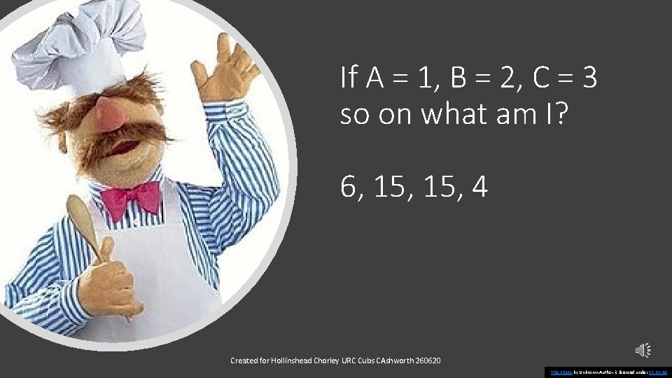 If A = 1, B = 2, C = 3 so on what am