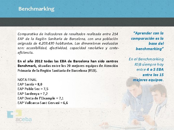Benchmarking Comparativa de indicadores de resultados realizada entre 214 EAP de la Región Sanitaria