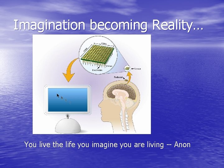 Imagination becoming Reality… You live the life you imagine you are living -- Anon