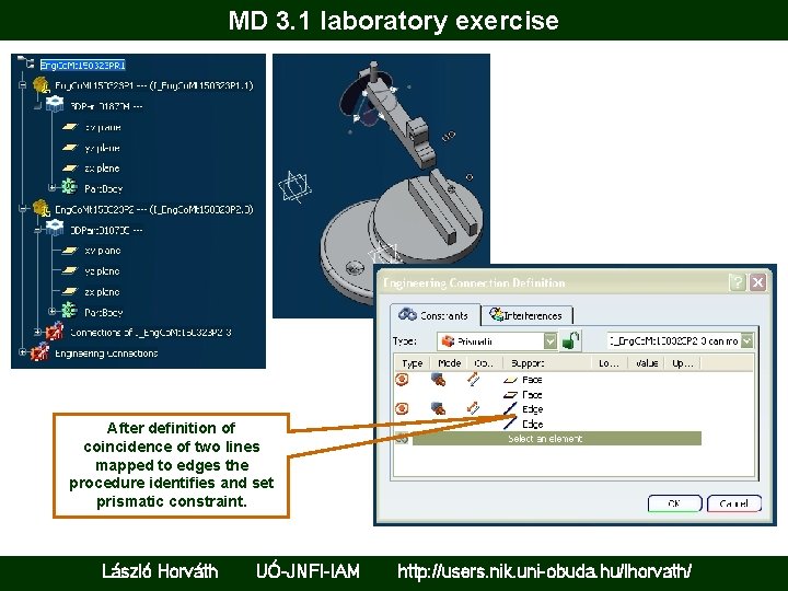 MD 3. 1 laboratory exercise After definition of coincidence of two lines mapped to