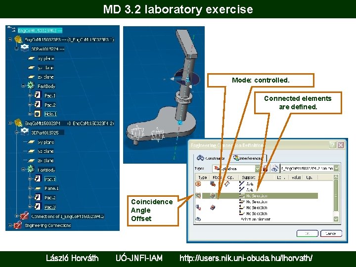 MD 3. 2 laboratory exercise Mode: controlled. Connected elements are defined. Coincidence Angle Offset
