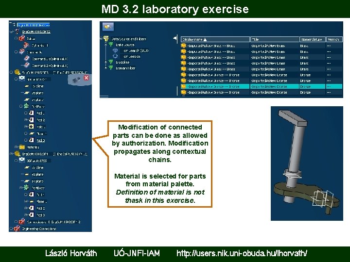 MD 3. 2 laboratory exercise Modification of connected parts can be done as allowed