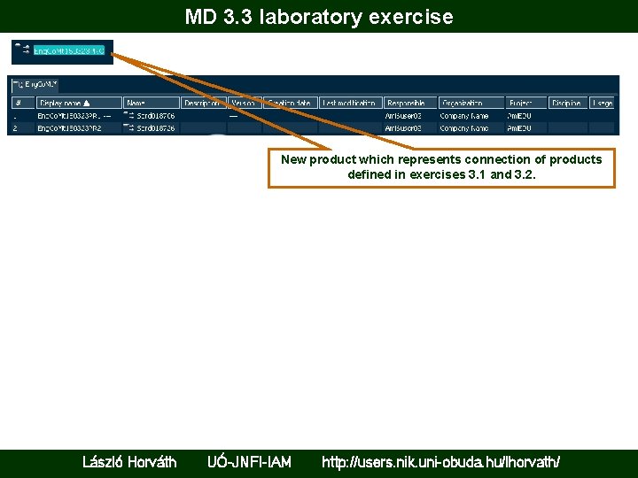 MD 3. 3 laboratory exercise New product which represents connection of products defined in