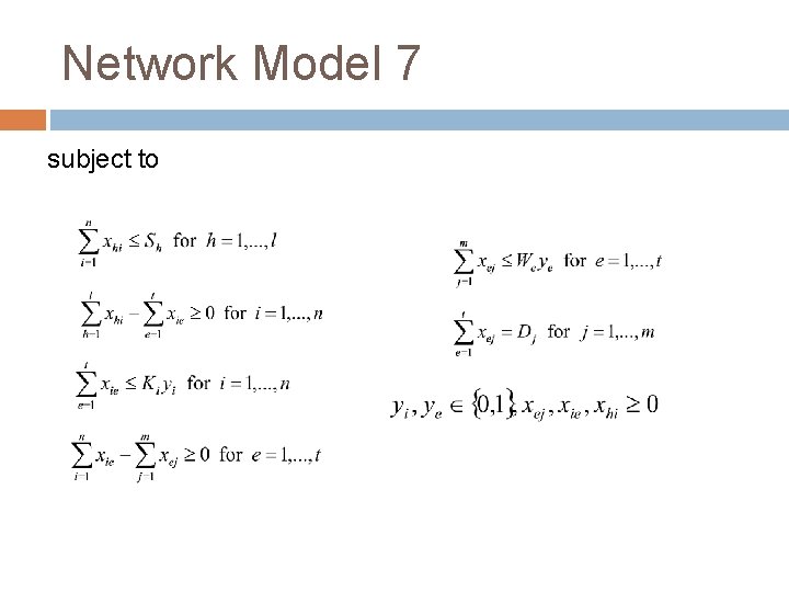 Network Model 7 subject to 