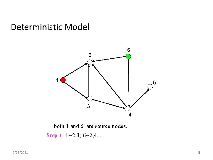 Deterministic Model 2 6 1 5 3 4 both 1 and 6 are source