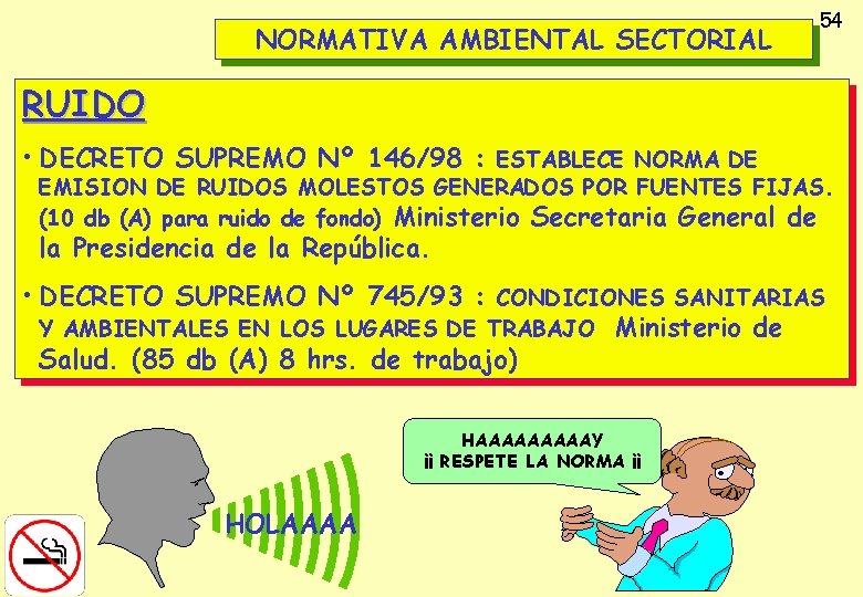 NORMATIVA AMBIENTAL SECTORIAL 54 RUIDO • DECRETO SUPREMO Nº 146/98 : ESTABLECE NORMA DE