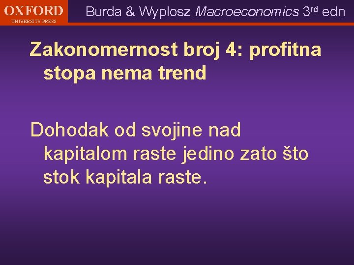 OXFORD UNIVERSITY PRESS Burda & Wyplosz Macroeconomics 3 rd edn Zakonomernost broj 4: profitna