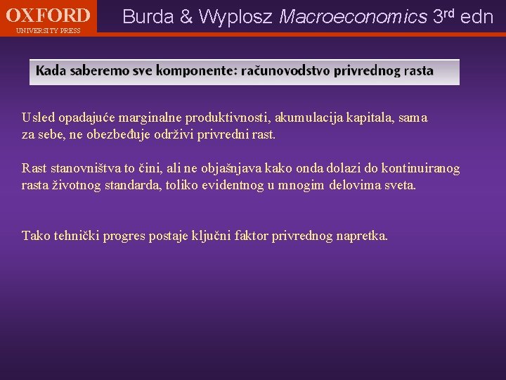 OXFORD UNIVERSITY PRESS Burda & Wyplosz Macroeconomics 3 rd edn Usled opadajuće marginalne produktivnosti,