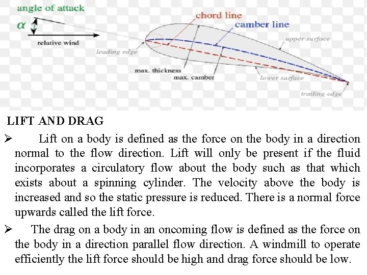 LIFT AND DRAG Ø Lift on a body is defined as the force on