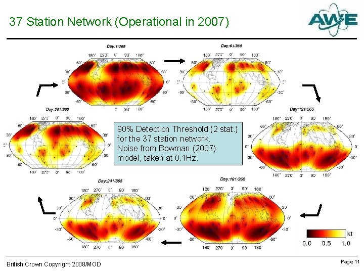 37 Station Network (Operational in 2007) 90% Detection Threshold (2 stat. ) for the
