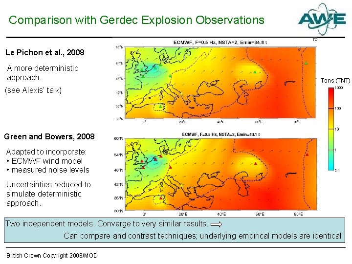 Comparison with Gerdec Explosion Observations Le Pichon et al. , 2008 A more deterministic