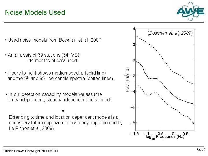 Noise Models Used (Bowman et. al, 2007) • Used noise models from Bowman et.