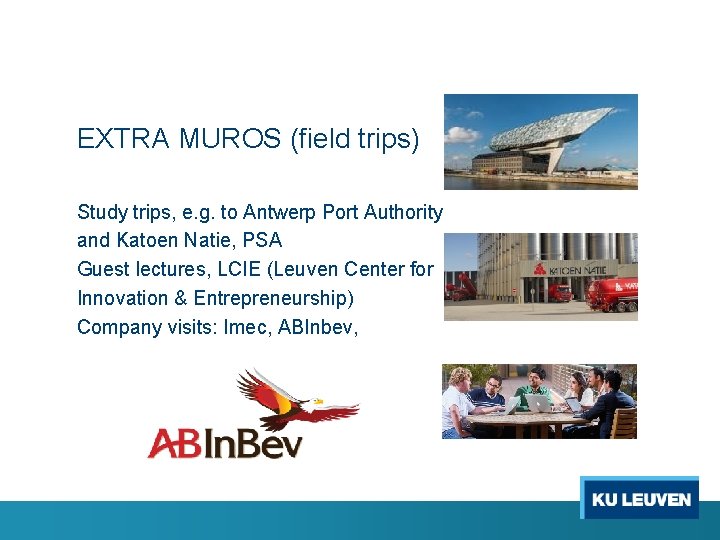 § EXTRA MUROS (field trips) § § § Study trips, e. g. to Antwerp