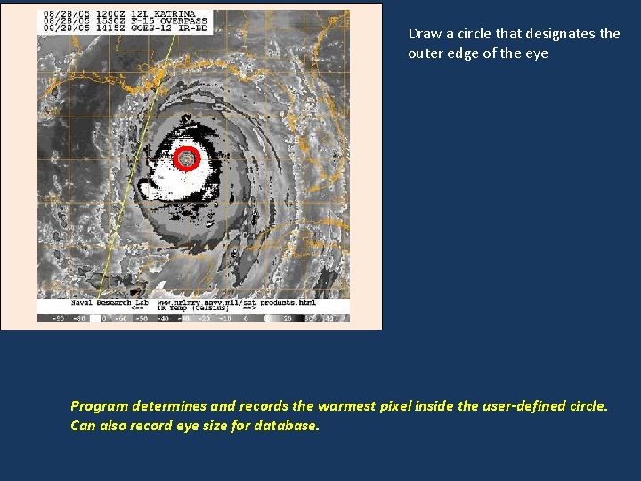 Draw a circle that designates the outer edge of the eye Program determines and