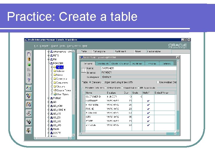 Practice: Create a table 